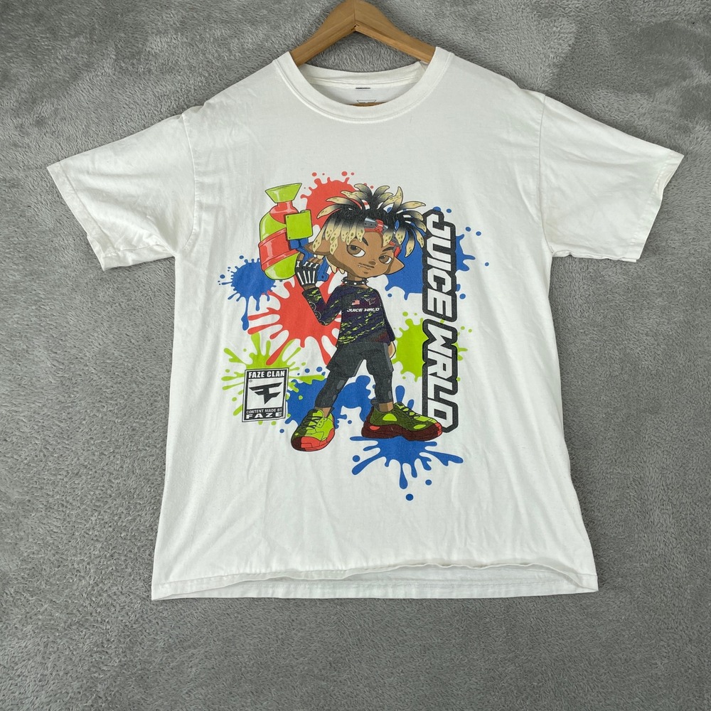Juice WRLD Faze Clan Shirt Mens Medium White Splatoon Anime Collab Streetwear